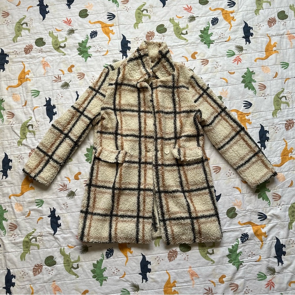 plaid teddy coat